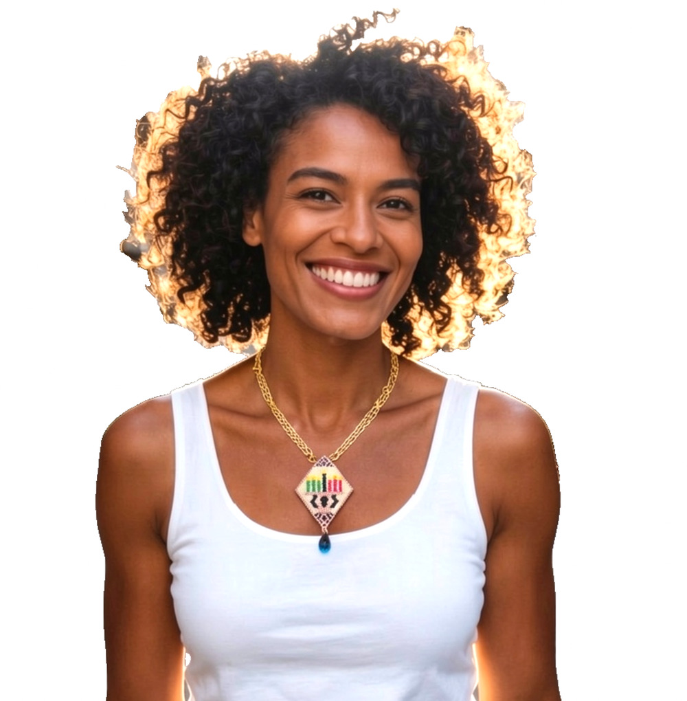 Handmade Beaded Kwanzaa African Heritage Necklace Gold Chain
